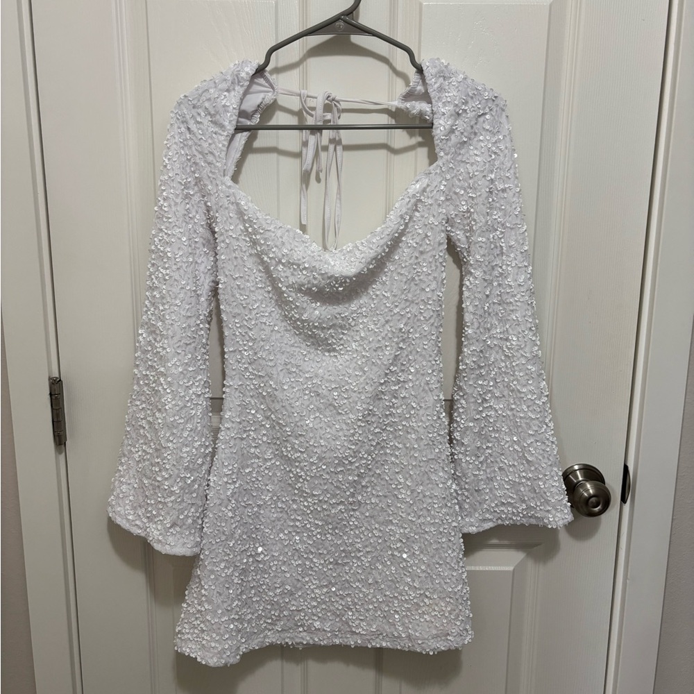 Beginning Boutique White Sequin Dress
